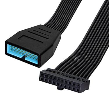 Imagem de GINTOOYUN Cabo de extensão USB 3.0, USB 3.0 19/20 pinos macho para fêmea adaptador de extensão interna (15 cm)