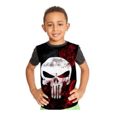 Imagem de Camiseta Infantil Caveira Justiceiro Skull Punisher Ref:263 - Smoke