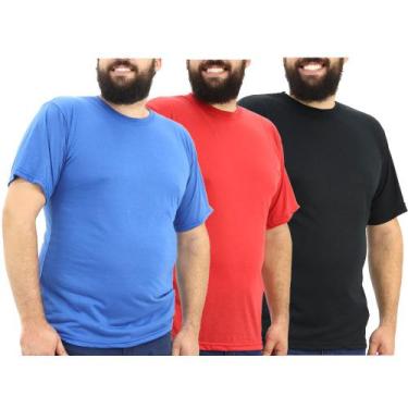 Imagem de Kit 3 Camisetas Masculinas Plus Size Malha Fria Manga Curta - Stop Jun