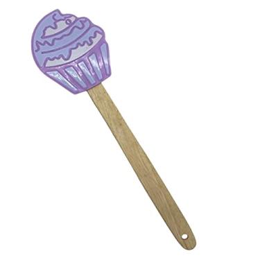 Imagem de Espátula de Silicone Com Cabo De Madeira Decorada Cupcake (Roxo)