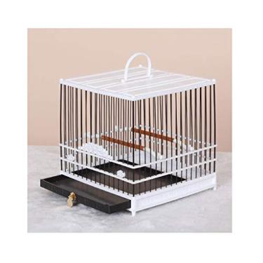 Imagem de KIZQYN Gaiolas de pássaro plástico gaiola de pássaro quadrada de plástico gaiola de pássaro ouro seda pérola gaiola de pássaro pequena gaiola de papagaio portátil gaiola de voo (cor: E)