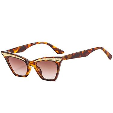 Imagem de Óculos de sol fashion olho de gato feminino masculino designer cor vintage metal decoração armação lente óculos de sol uv400, c6, tamanho único