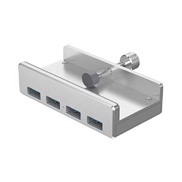 Imagem de MOOKEENONE 1 x hub USB de quatro portas, hub tipo clipe USB 3.0 de alta velocidade para clipe de laptop de mesa, alcance de 10-32 mm com cabo de data de 150 cm