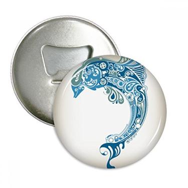 Imagem de Emblema multifuncional com ilustração de golfinho do oceano azul com ímã de geladeira