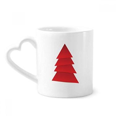 Imagem de Caneca abstrata com estampa de origami de árvore de Natal caneca de café cerâmica copo de coração de vidro