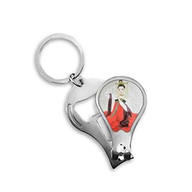 Imagem de Beleza clássica estilo chinês aquarela cortador de unhas abridor chaveiro tesoura