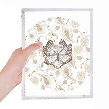 Imagem de Caderno simples rosa pálido borboleta com flores, folhas soltas, recarregável, diário de papelaria