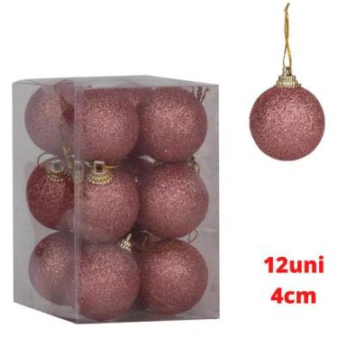 Imagem de 12 Bolas De Natal Colorida Lisa Em Tubo De 4cm Enfeite Natal - Cromus