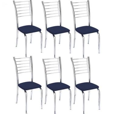 Imagem de Kit 6 Cadeiras Iara Cromada Para Cozinha-Assento Azul-Gat Magazine