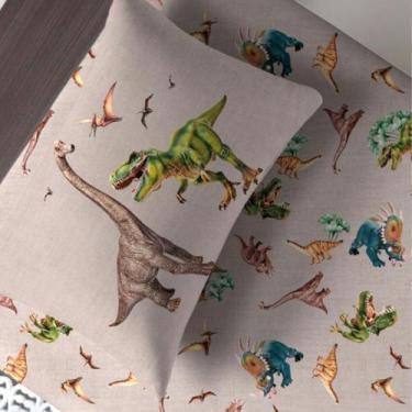 Jogo de Cama Infantil Menino Estampado Dinossauro 3 Peças Tecido Microfibra