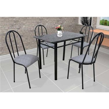 Imagem de Conjunto de Mesa com 4 Cadeiras Genebra Couro Sintético