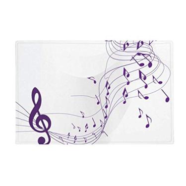 Imagem de DIYthinker Flappg Tapete branco com notas musicais roxo, antiderrapante, porta de cozinha para banheiro, 40,64 x 60,96 cm