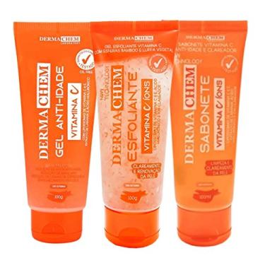 Imagem de Kit Skincare Limpeza de Pele Vitamina C Gel, Esfoliante e Sabonete Clareador Dermachem