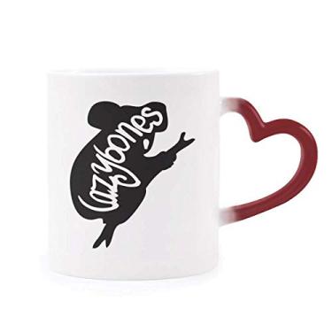 Imagem de Caneca preta com desenho de bicho-preguiça natural sensível ao calor Caneca vermelha que muda de cor