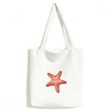 Imagem de Bolsa de lona com ilustração vermelha Starfish Marine Life bolsa de compras casual