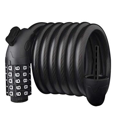 Imagem de Trava de bicicleta com código de 5 dígitos, trava leve e redefinível combinação de bloqueio de bicicleta com suporte de montagem, trava de cabo de 1,2 m x 12 mm, melhor para todas as bicicletas, motocicletas, portões, cercas, garagens, vidros