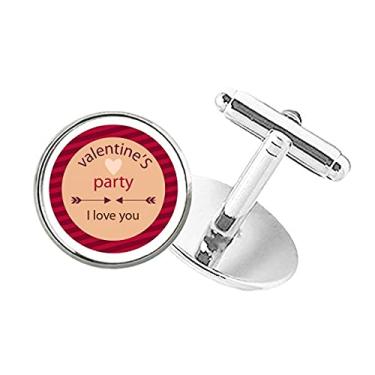 Imagem de DIYthinker Abotoaduras com fecho de botão redondo I Love You Arrow para festa dos namorados