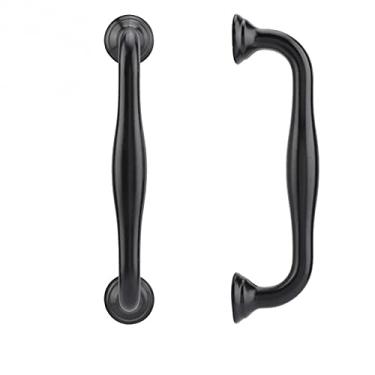 Imagem de Maçaneta da porta preta de estilo rústico antigo em liga de alumínio Gabinete Maçaneta da porta puxar com parafusos para ferragens de porta de casa, tamanho 2