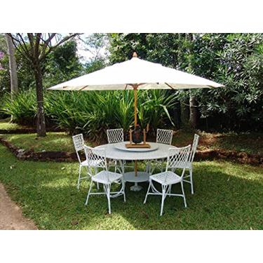 Imagem de Conjunto de Mesa para Jardim Bambu com Mesa 1,50 m Com Giro e 6 Cadeiras em Alumínio Fundido Unifer Móveis