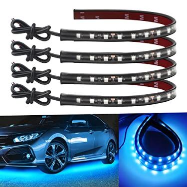 Imagem de Keiurot Tiras de LED para carro 32 cm Tiras de luz LED à prova d'água para carros, motocicletas, carrinho de golfe, interior e exterior, barco marinho, faixa de LED azul gelo 12V 5050 18SMD, pacote