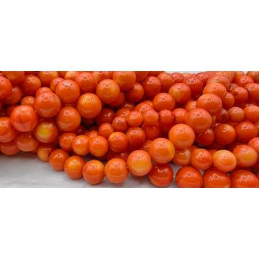 Imagem de AA Grade Forte Oranger Coral Vermelho Coral Jóias 11-12 mm 38.1 cm Bola Redonda Contas Soltas Colar Pulseira Brincos