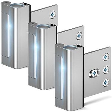 Imagem de Trava de reforço de porta - fácil instalação, durável e segura para crianças trava de segurança doméstica para evitar entrada não autorizada (3, prata)