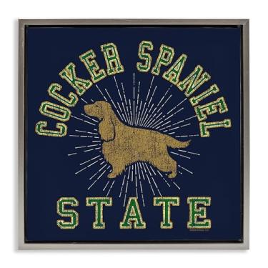 Imagem de Stupell Industries Cocker Spaniel State Framed Floater Canvas Wall Art Design por Spirit Animals/Life Is High, Moldura Flutuante Cinza, 63 x 63 cm