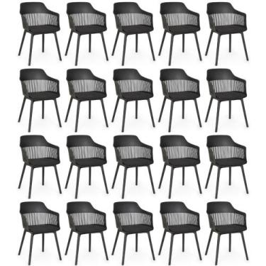 Imagem de Kit 20 Cadeiras de Jantar Estofada Marcela - Preto - Magazine Decor