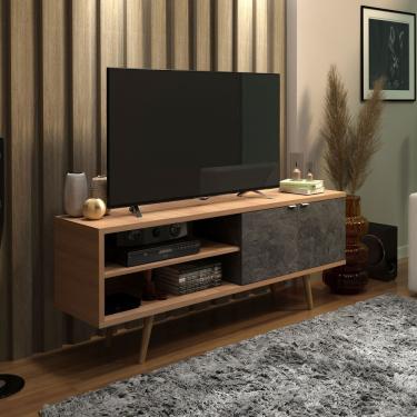 Imagem de Rack Para Tv Até 55'' Com 2 Portas Amêndoa/m.lunar