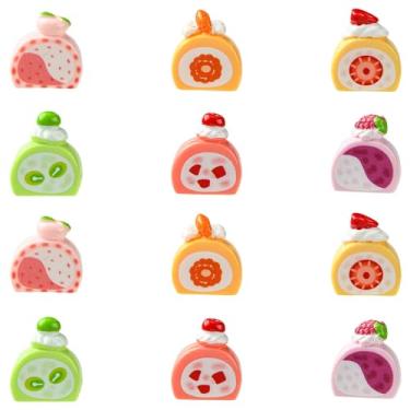 Imagem de Stiesy 36 peças, 6 estilos, lindos pingentes de geleca de resina em formato de bolo, imitação 3D, comida doce, decoração para exibição de bolo, decoração de decoração de casa