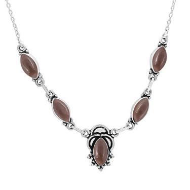 Imagem de Colar de lapis labradorita pedra da lua natural 6 x 12 mm em forma de marquesa pedra preciosa 925 sobreposição prata colar feito à mão joia