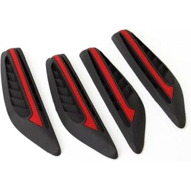 Imagem de 4 peças de adesivos refletivos de borda de porta de carro tiras de proteção universal carro caminhão SUV adesivo anticolisão decalque preto vermelho protetor de borda de porta lateral de carro padrão