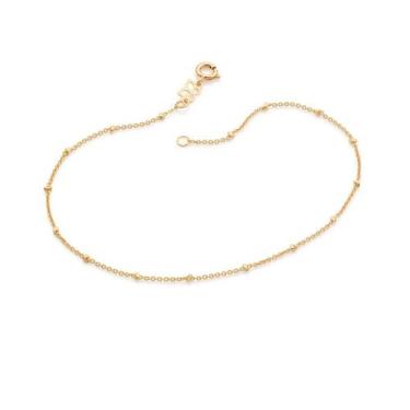 Imagem de Tornozeleira Rommanel Banhado Ouro Fio Cadeado Com Pepitas 551385