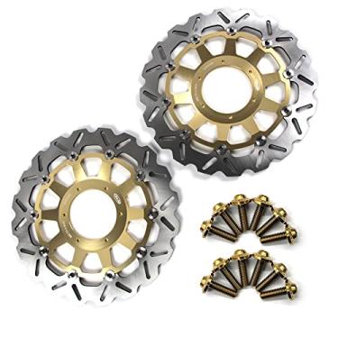 Imagem de Arashi Discos de freio dianteiro Rotores com parafusos de montagem para Honda CBR929R 2000-20001, CBR954RR 2002-2003, acessórios de substituição de motocicleta dourados