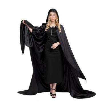 Imagem de Capa Longa com Capuz Halloween Fantasia Mago Bruxo Vampiro Adulto Unissex