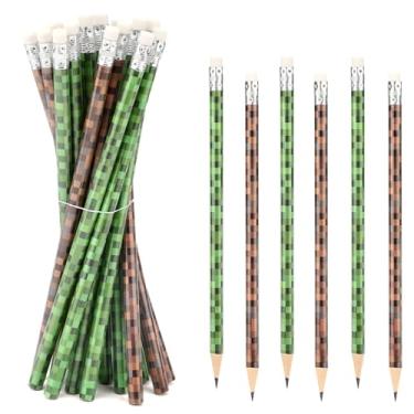 Imagem de 20 Lápis de Pixel, Tema Pixel Lápis Madeira com Borracha Presentes para Festa Materiais Recompensa para Sala de Aula Escritório e Escola