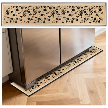 Imagem de Incycall Tapete de geladeira – 23 cm x 90 cm tapetes de geladeira com absorção de água, suporte de borracha à prova de vazamento, fácil de limpar, design boêmio, protege pisos de derramamentos (floral