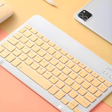 Imagem de Kit Mini Mouse e Teclado Sem Fio Recarregável Bluetooth Cor:Amarelo