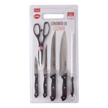 Imagem de CONJUNTO DE COZINHA CLINK FACA, TESOURA, TÁBUA E CHAIRA