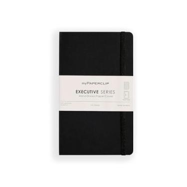 Imagem de myPAPERCLIP Executive Series Caderno quadriculado médio/quadriculado | 192 páginas, 80 g/m2, capa macia, tamanho médio (12,7 x 21 cm) | Base plana | Marcador, fecho elástico e bolso traseiro | Preto