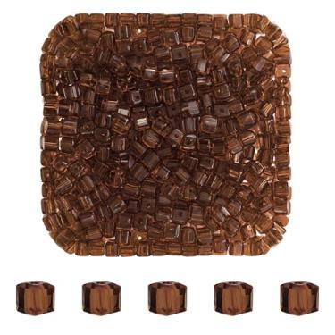 Imagem de Mandala Crafts Contas de cristal de cubo marrom de 3 mm – 500 contas de vidro facetadas para fabricação de joias, suprimentos de contas, artesanato DIY, pulseiras, colares, brincos e contas