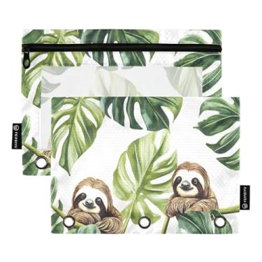 Imagem de CEBUGI 3 bolsas de lápis com zíper e janela transparente, 2 pacotes de estojo para exames de sala de aula (preguiça)