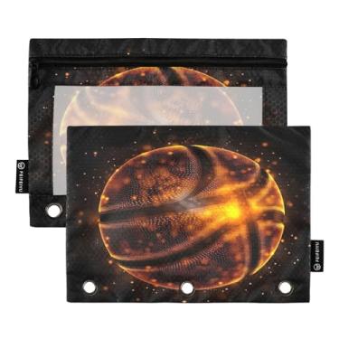 Imagem de Wassud Pastas de fichário com 3 furos, pastas de bolso douradas para basquete, pasta organizadora de arquivos para escritório em casa, pacote com 2