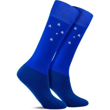 Imagem de Meião de Futebol do Cruzeiro Infantil Juvenil Oficial Rikam, Azul, G -