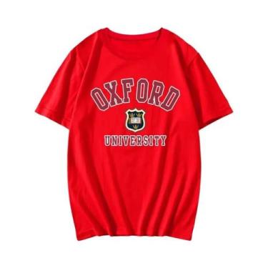 Imagem de Camiseta Unissex Estampada Da Universidade De Oxford, Verão, Manga Cur
