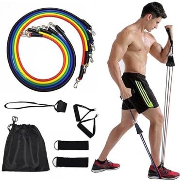 Imagem de Kit Elástico Para Treino Exercícios Malhar Musculação Casa
