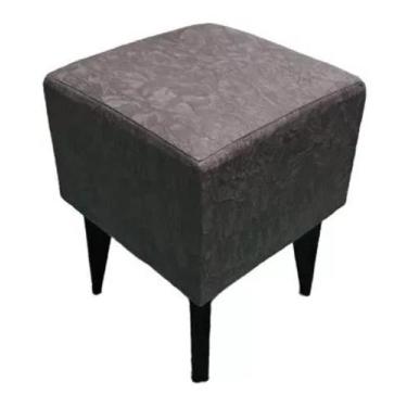 Imagem de Banquinho Puff Estofado Quadrado Pé Palito Cinza Suede - LSN MIX