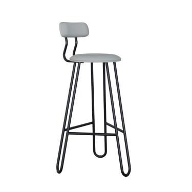 Imagem de Conjunto 4 Banquetas Alta Ginger Com Encosto Courino Saturno Off White