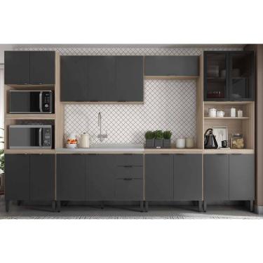 Imagem de Cozinha Modulada Demóbile 6 Peças Firenze C6P127 Avena/Grafito