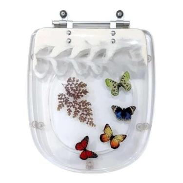 Imagem de Acento Sanitário Decorada Sabatini Icasa 4 Borboletas Bege - Pontto La